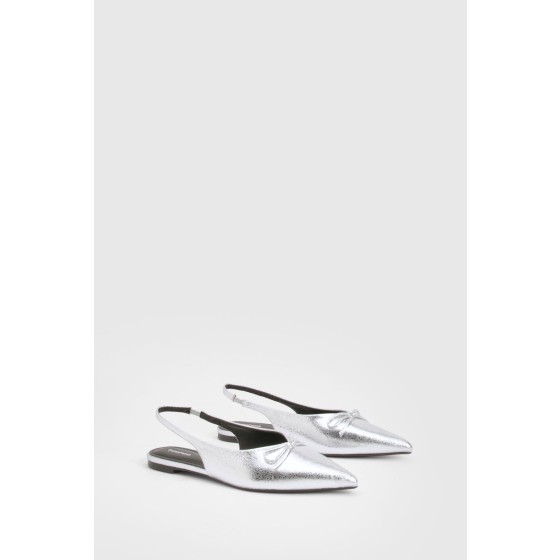 Bow Detail Pointed Slingback Flats