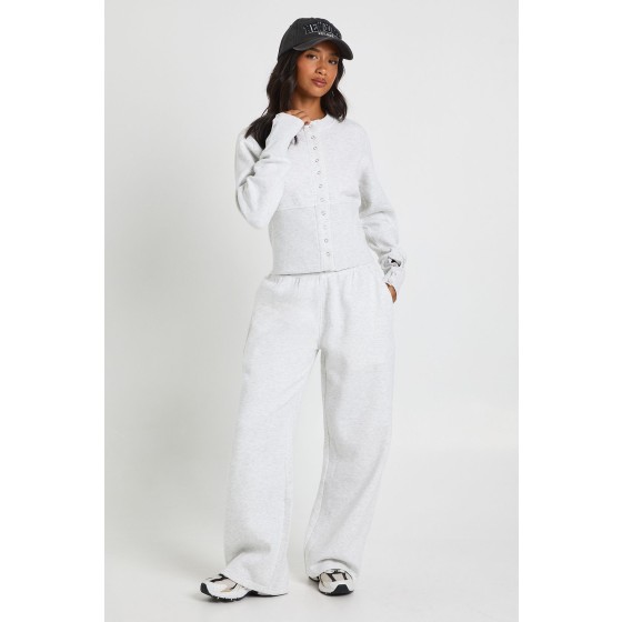 Petite Deep Hem Popper Bomber Sweatshirt Tracksuit