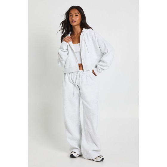 Petite Deep Hem Crop Top 3 Piece Hooded Tracksuit