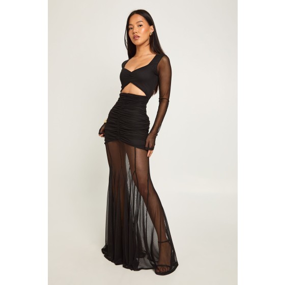 Petite Ruched Cut Out Column Maxi Dress