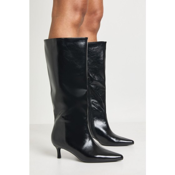 Pointed Toe Low Heel PU Knee High Boots