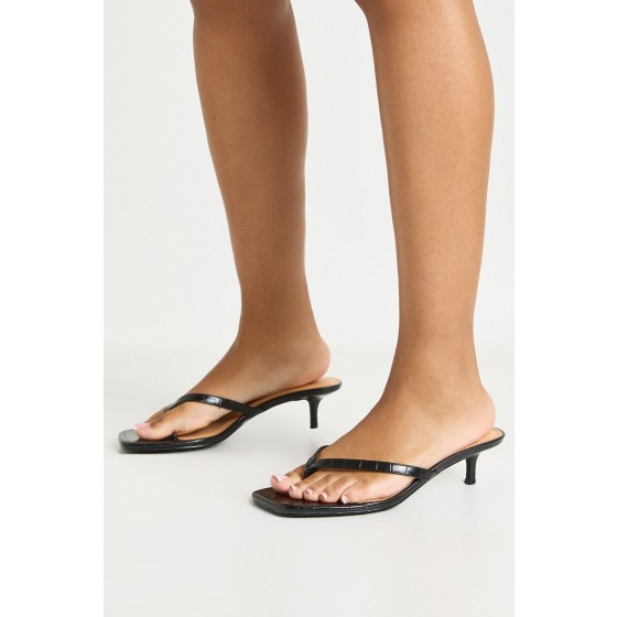 Wide Fit Thong Toe Post Heeled Mules