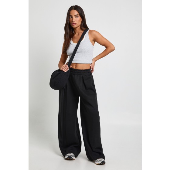 Petite High Waist Pleat Detail Straight Leg Jogger
