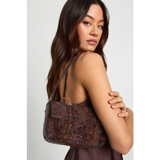 Chocolate Sequin Shoulder Bag