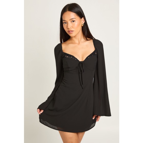 Petite Lace Cup Detail Milkmaid Dress