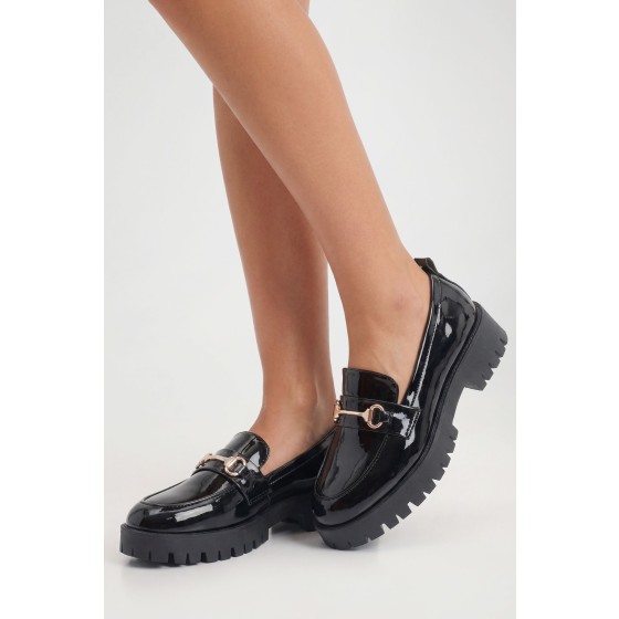 Patent Chunky T Bar Loafers