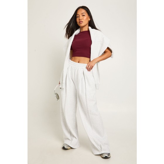Petite High Waist Pleat Detail Straight Leg Jogger
