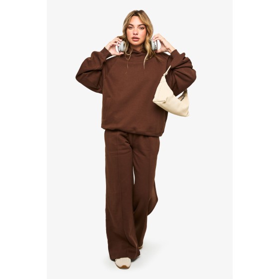 Petite Pintuck Detail Deep Waistband Wide Leg Jogger