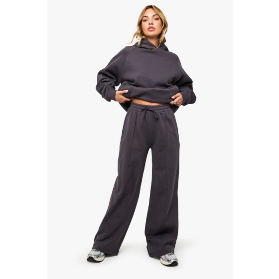 Petite Pintuck Detail Deep Waistband Wide Leg Jogger