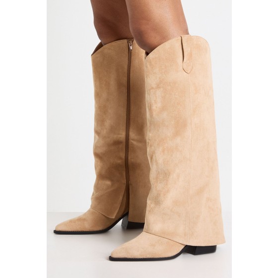 Wide Fit Fold Over Western Boots