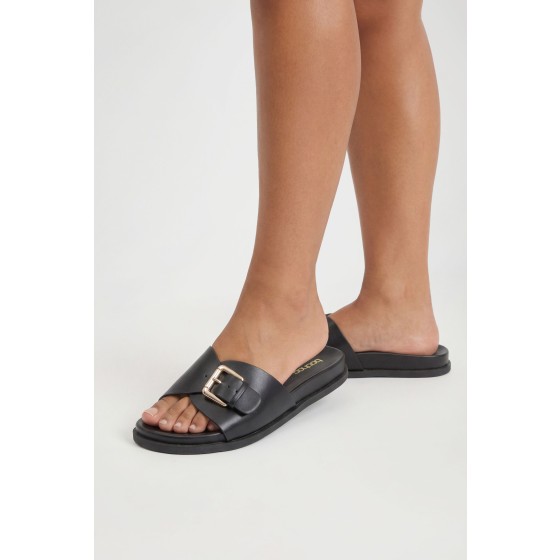 Buckle Strap Platform Sliders