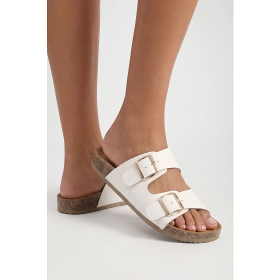Double Buckle Footbed Sliders