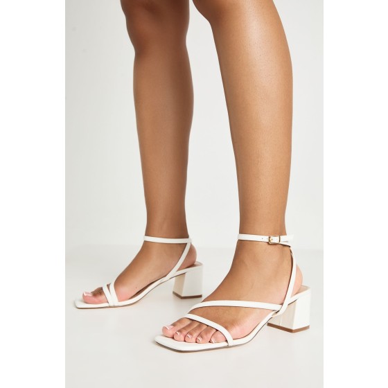 Wide Fit Low Block Asymmetric Strappy Heels