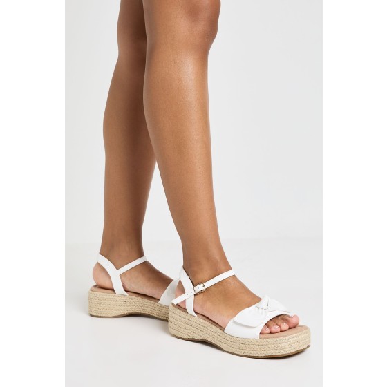 Wide Fit Strappy Knot Detail Espadrille Wedges