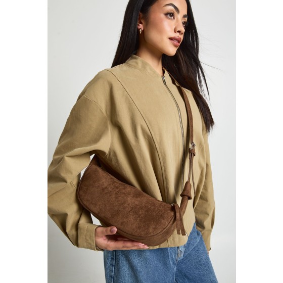 Faux Suede Cross Body Bag