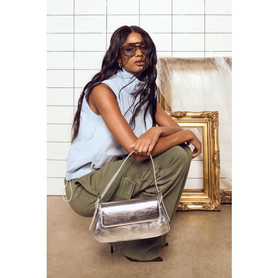Structured Fold Over Shoulder Bag