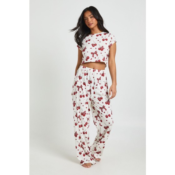 Petite Heart and Cherry Print Cami & Trouser Pyjama Set