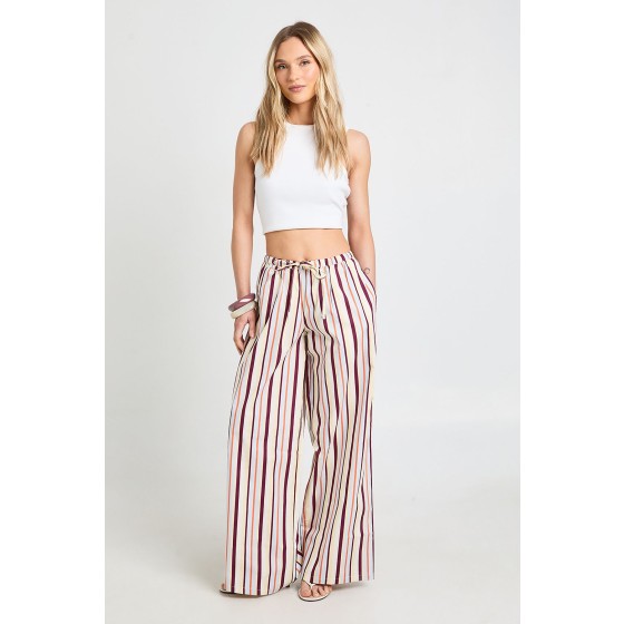 Petite Poplin Drawcord Wide Leg Trouser