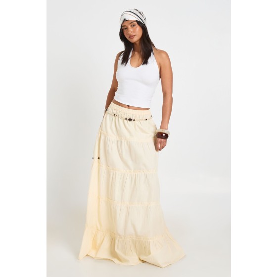 Petite Tiered Cotton Poplin Maxi Skirt