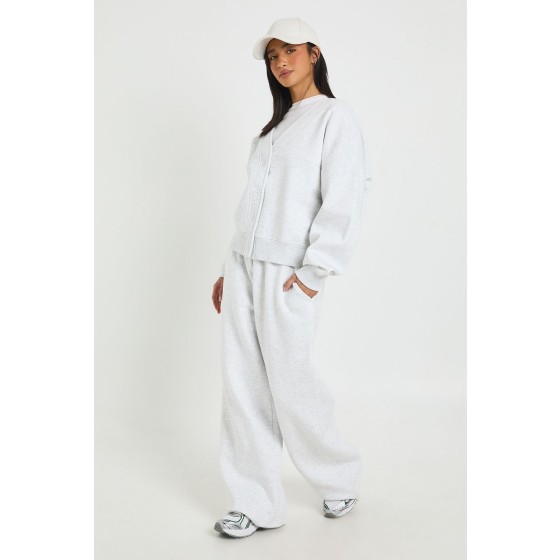 Petite Button Through Cardigan Sweatshirt And Straight Leg Jogger Tracksuit