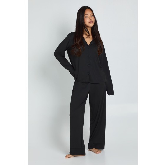 Petite Soft Touch Button Through Shirt and Trouser Pyjama Set