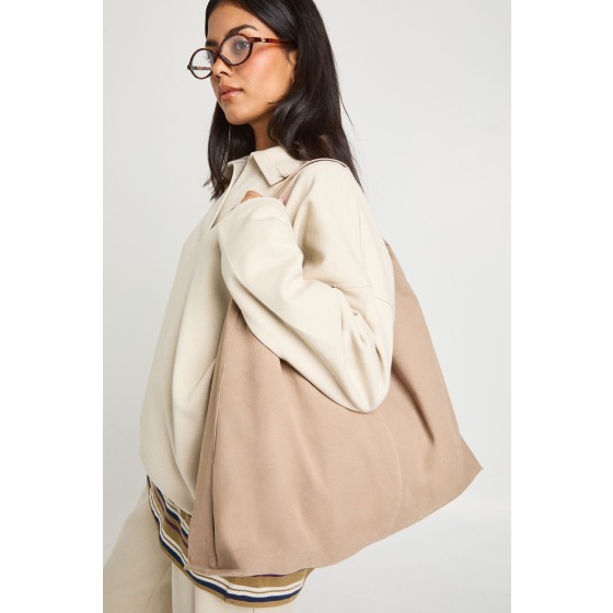 Faux Suede Slouchy Tote Bag