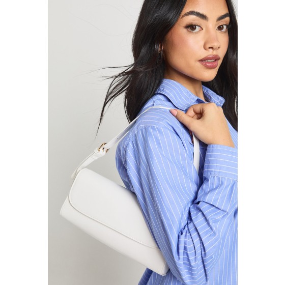 Structured Fold Over Baguette Shoulder Bag