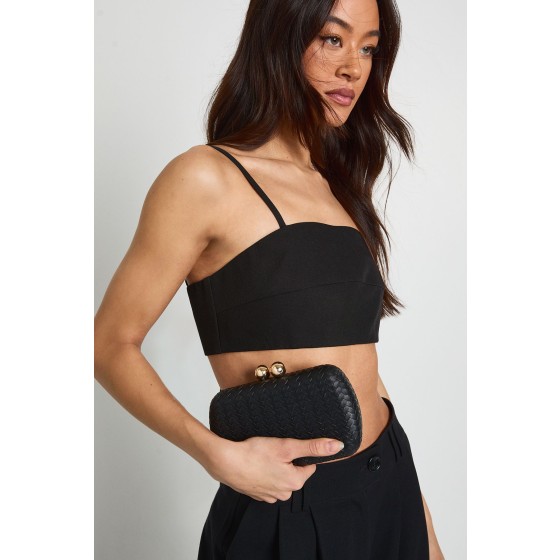 Woven Hard Shell Clutch Bag