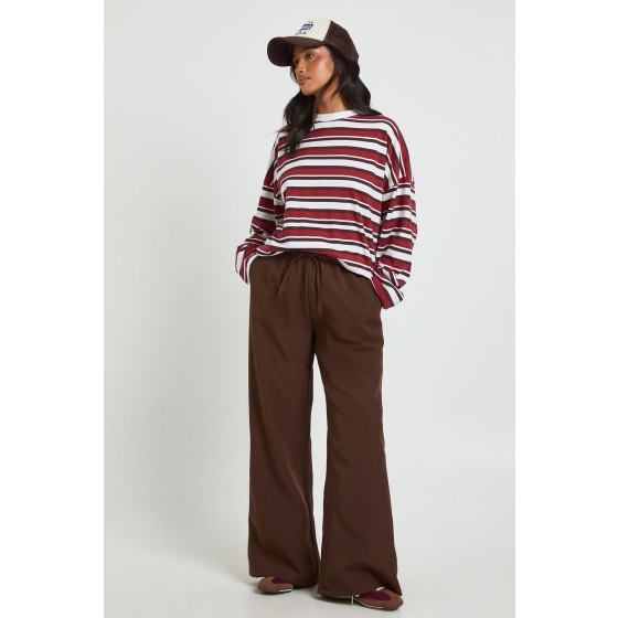 Petite Woven Elasticated Waist Straight Leg Trousers