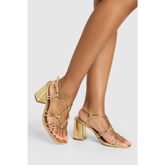Wide Fit Strappy Knot Detail Block Heels