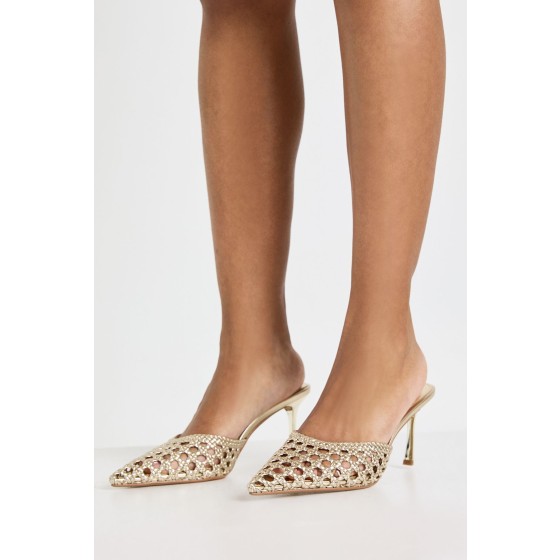 Weave Front Court Heeled Mules