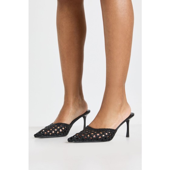 Weave Front Court Heeled Mules