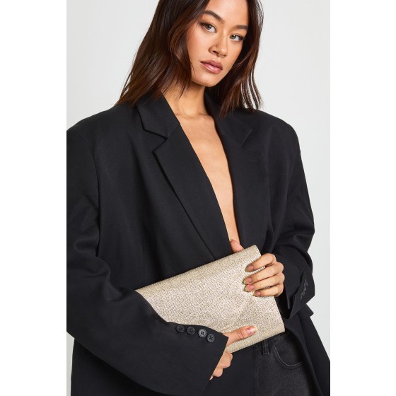 Shimmer Fold Over Structured Clutch Bag
