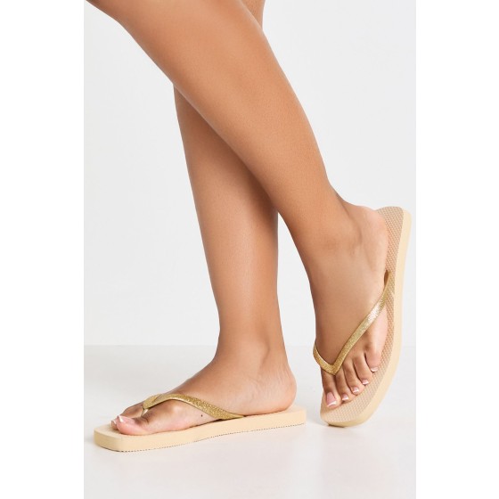 Shimmer Square Toe Flip Flops