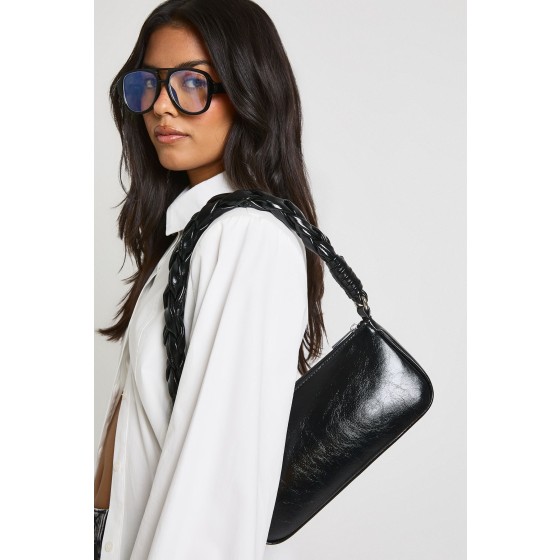 Plaited Handle Shoulder Bag
