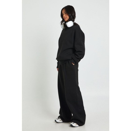 Petite Neck Detail Sweatshirt Wide Leg Tracksuit Tracksuit