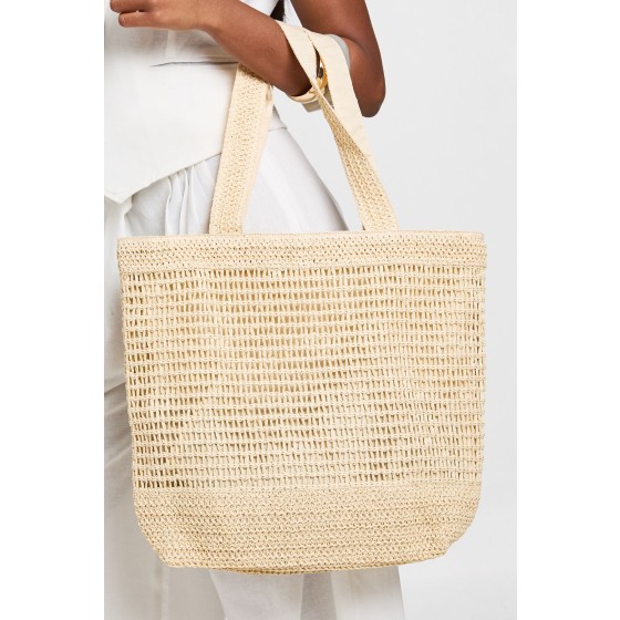 Basic Lined Straw Beach Bag