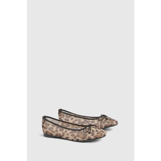 Leopard Print Mesh Ballet Flats