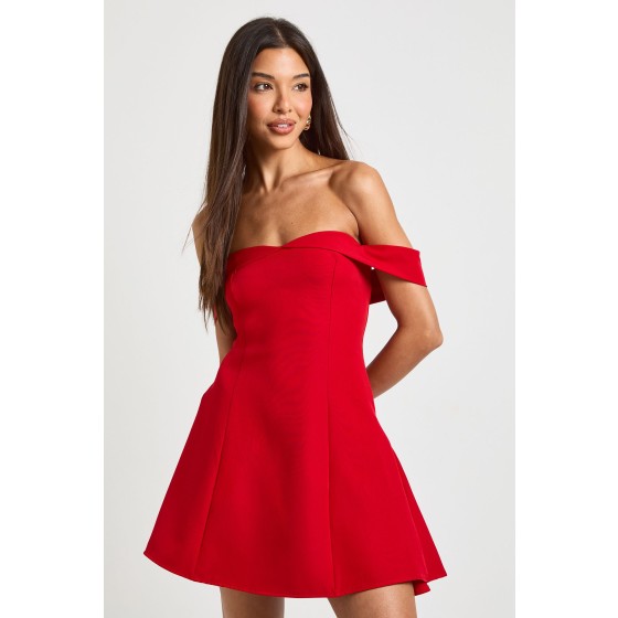 Petite Bardot Structured Mini Dress