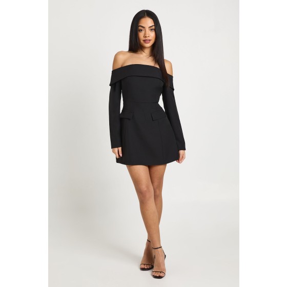 Petite Bardot Structured Mini Dress