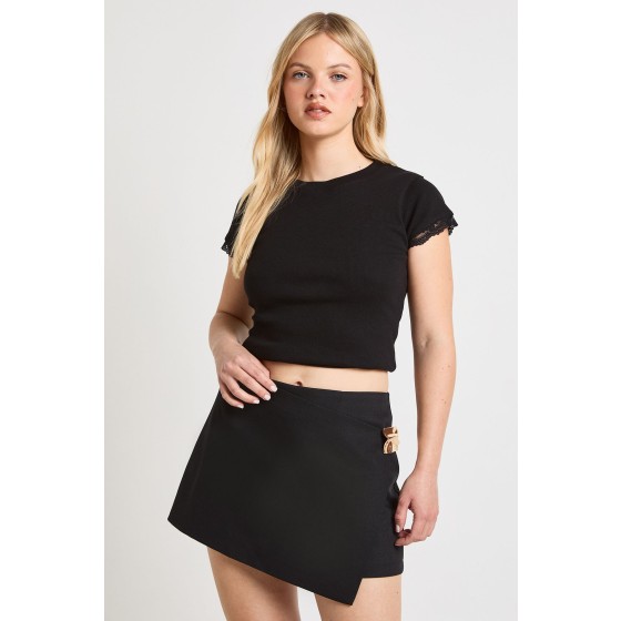 Petite Gold Trim Skort