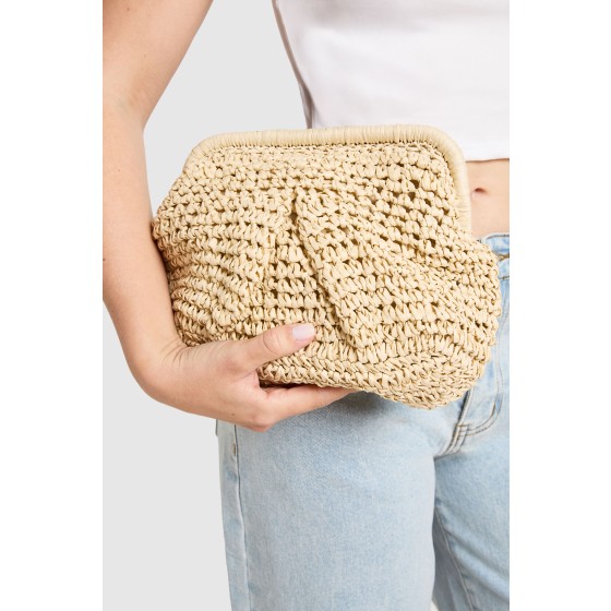 Raffia Slouchy Clutch Bag