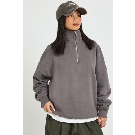 Petite Oversized Half Zip Sweatshirt