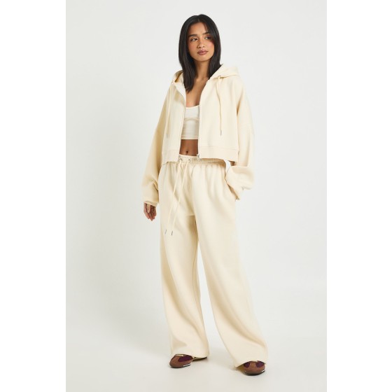 Petite Seam Detail Crop Top 3 Piece Hooded Tracksuit