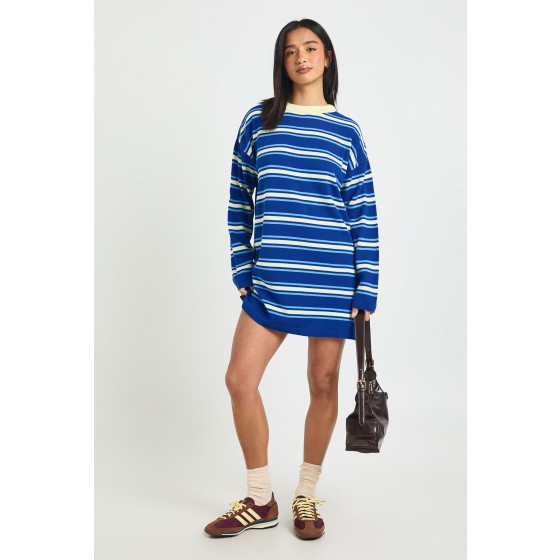 Petite Stripe Long Sleeve Knitted Mini Dress