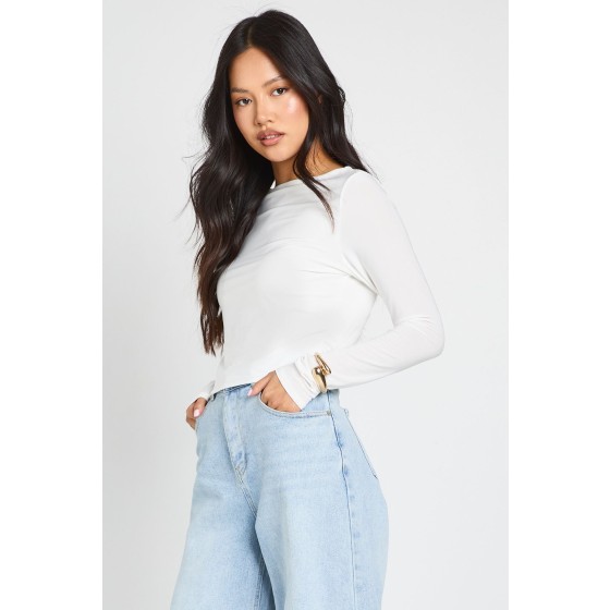Petite Double Layer Slinky Long Sleeve Top