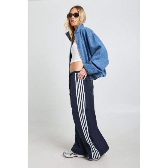 Petite Nylon Side Stripe Wide Leg Trousers