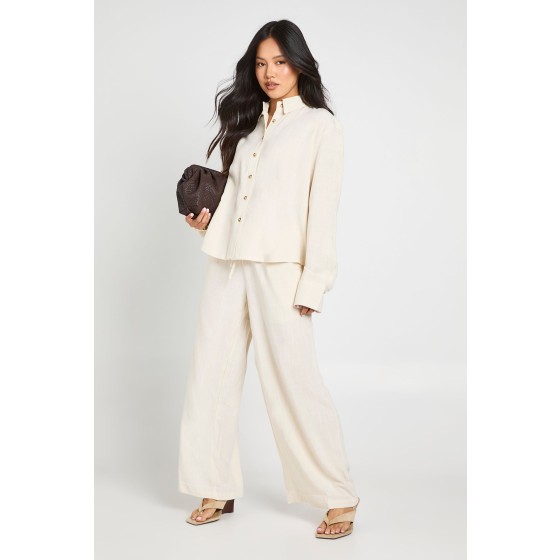 Petite Premium Linen Wide Leg Trousers