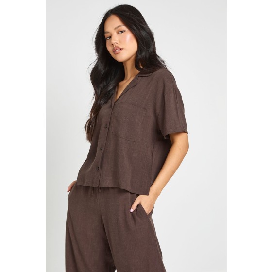 Petite Premium Linen Short Sleeve Shirt