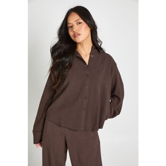 Petite Premium Linen Oversized Shirt